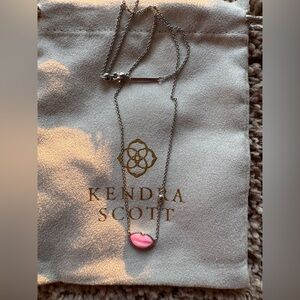 Kendra Scott Silver Pink Kiss Lips Necklace